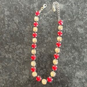 Custom made Swarovski necklace - Red and Gold Stones